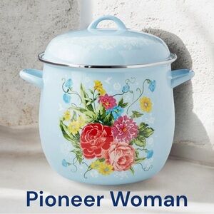 💐The Pioneer Woman Sweet Rose 12-Quart Enamel on Steel Stock Pot (Glossy)